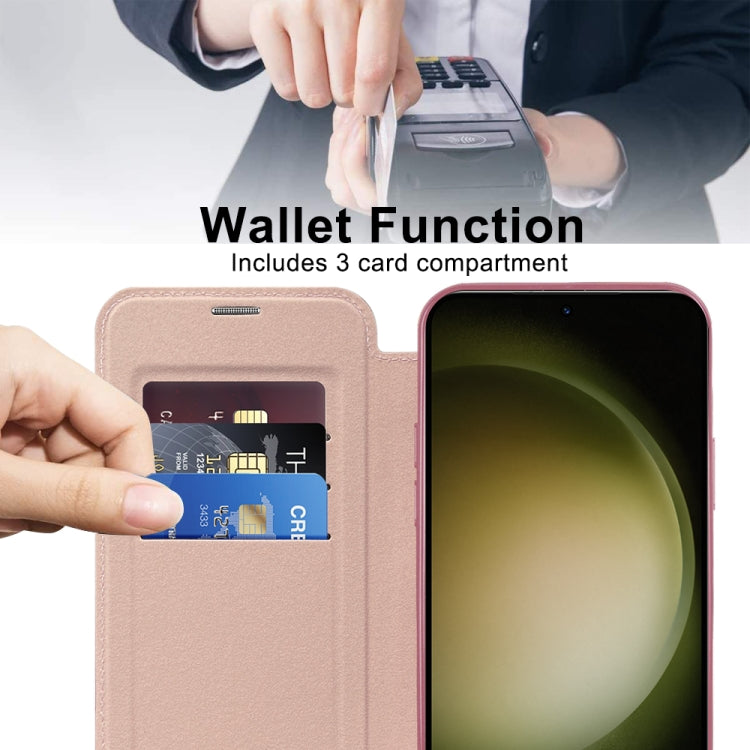 For Samsung Galaxy S23 5G Shield MagSafe RFID Anti-theft Rhombus Leather Phone Case(Pink) - free shipping - PMC TechLife - Order now!