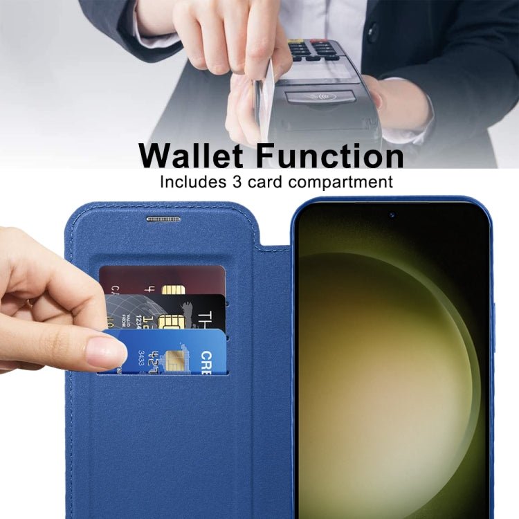 For Samsung Galaxy S23+ 5G Shield Magsafe RFID Anti-theft Rhombus Leather Phone Case(Dark Blue) - Galaxy S23+ 5G Cases by PMC TechLife | Online Shopping South Africa | PMC TechLife