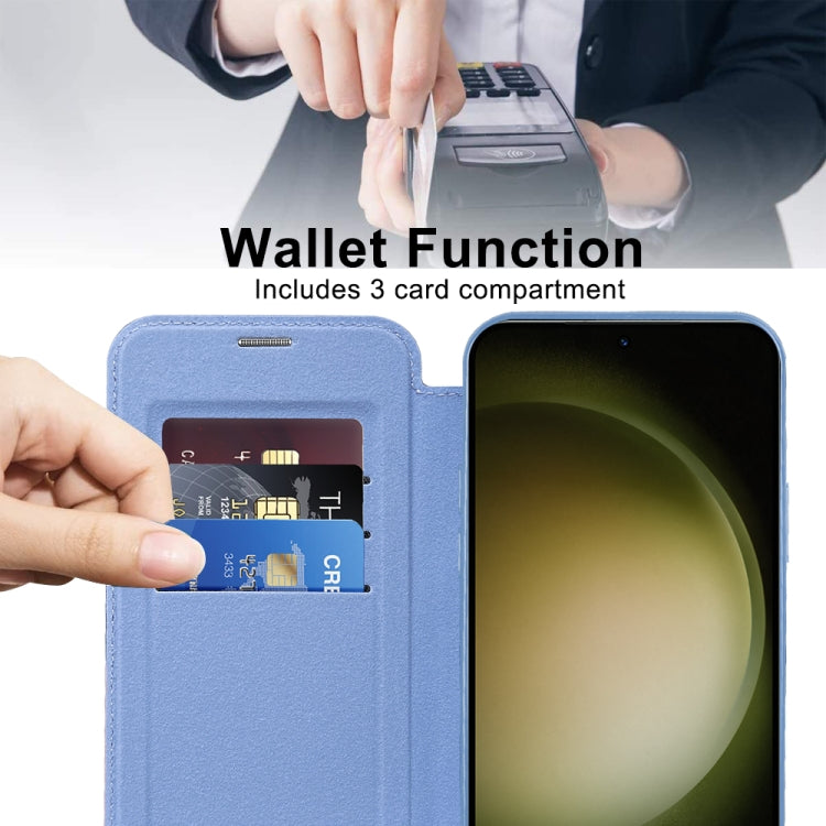 For Samsung Galaxy S23 Ultra 5G Shield Magsafe RFID Anti-theft Rhombus Leather Phone Case(Blue) - Galaxy S23 Ultra 5G Cases by PMC TechLife | Online Shopping South Africa | PMC TechLife