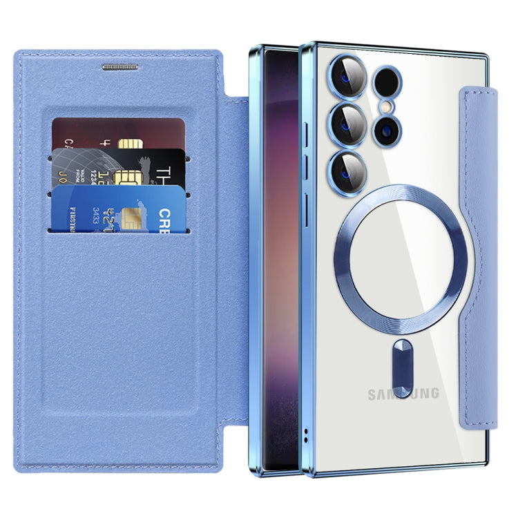 For Samsung Galaxy S24 Ultra 5G Shield MagSafe RFID Anti-theft Rhombus Leather Phone Case(Blue) - free shipping - PMC TechLife - Order now!