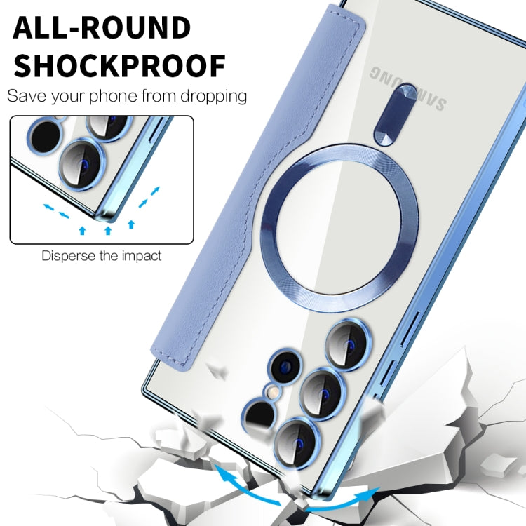 For Samsung Galaxy S24 Ultra 5G Shield MagSafe RFID Anti-theft Rhombus Leather Phone Case(Blue) - free shipping - PMC TechLife - Order now!