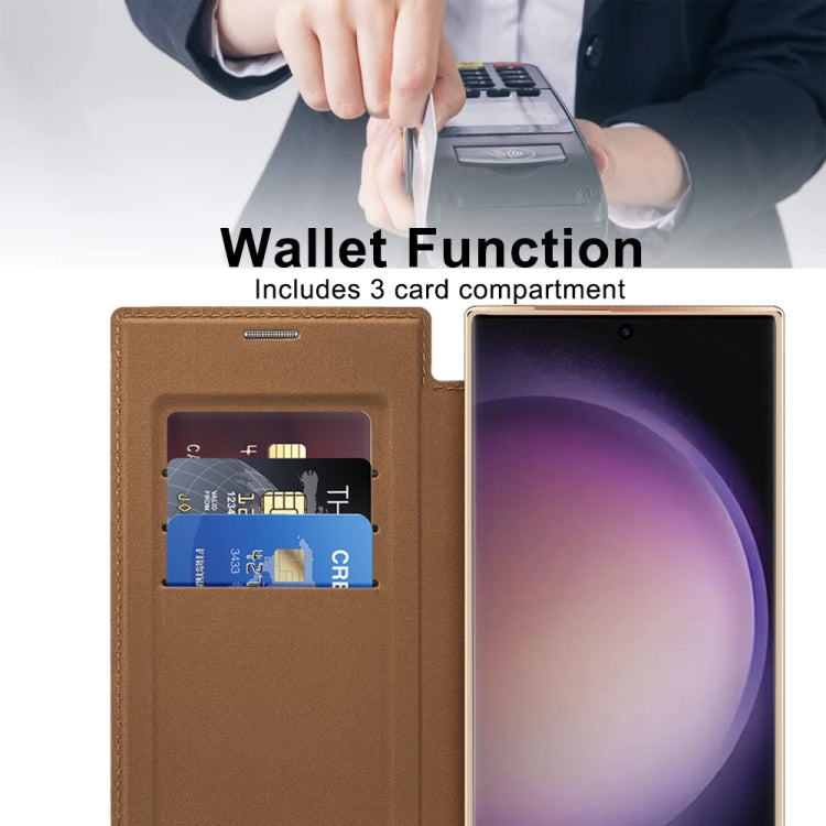 For Samsung Galaxy S24 Ultra 5G Shield Magsafe RFID Anti-theft Rhombus Leather Phone Case(Brown) - Galaxy S24 Ultra 5G Cases by PMC TechLife | Online Shopping South Africa | PMC TechLife