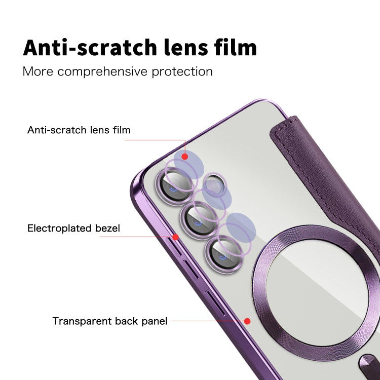 For Samsung Galaxy S24+ 5G Shield MagSafe RFID Anti-theft Rhombus Leather Phone Case(Purple) - free shipping - PMC TechLife - Order now!