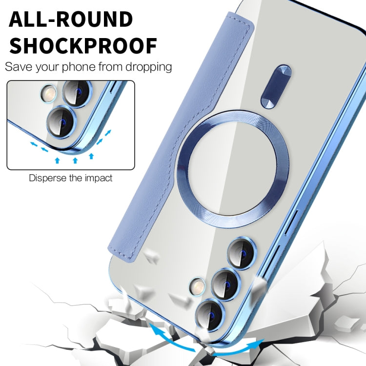 For Samsung Galaxy S23 FE 5G Shield Magsafe RFID Anti-theft Rhombus Leather Phone Case(Blue) - Galaxy S23 FE 5G Cases by PMC TechLife | Online Shopping South Africa | PMC TechLife