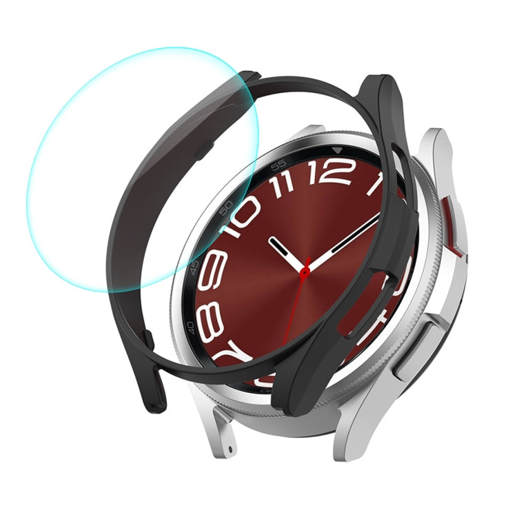 For Samsung Galaxy Watch6 Classic 43mm ENKAY Hat-Prince Electroplated Hard PC Case + 0.2mm 9H Glass Screen Protector(Black) - Watch Cases by ENKAY | Online Shopping South Africa | PMC TechLife