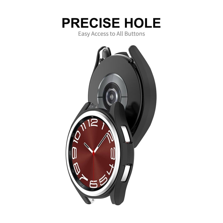 For Samsung Galaxy Watch6 Classic 43mm ENKAY Hat-Prince Electroplated Hard PC Case + 0.2mm 9H Glass Screen Protector(Black) - Watch Cases by ENKAY | Online Shopping South Africa | PMC TechLife