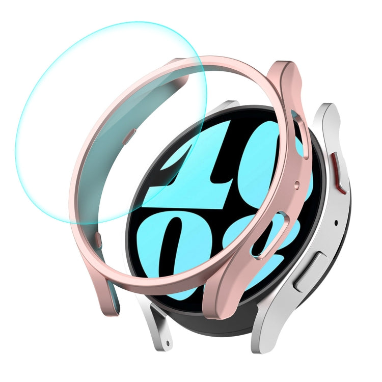 For Samsung Galaxy Watch6 44mm ENKAY Hat-Prince Electroplated Hard PC Case + 0.2mm 9H Glass Screen Protector(Rose Gold) - Watch Cases by ENKAY | Online Shopping South Africa | PMC TechLife