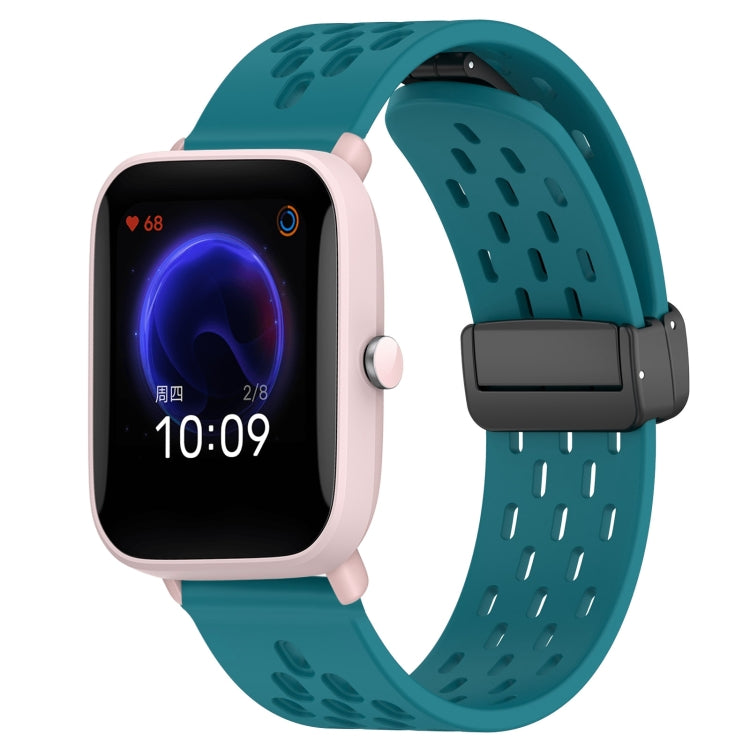 For Amazfit Pop Pro 20mm Folding Magnetic Clasp Silicone Watch Band(Hidden Green) - Watch Bands by PMC TechLife | Online Shopping South Africa | PMC TechLife | Buy Now Pay Later Mobicred