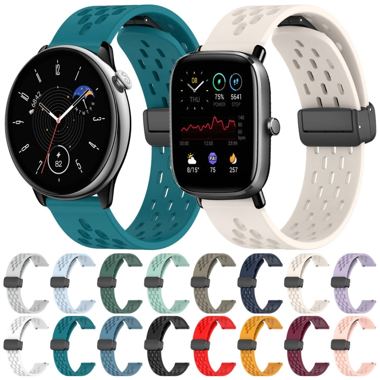 For Amazfit GTR 42mm 20mm Folding Magnetic Clasp Silicone Watch Band(Dark Green) - free shipping - PMC TechLife - Order now!
