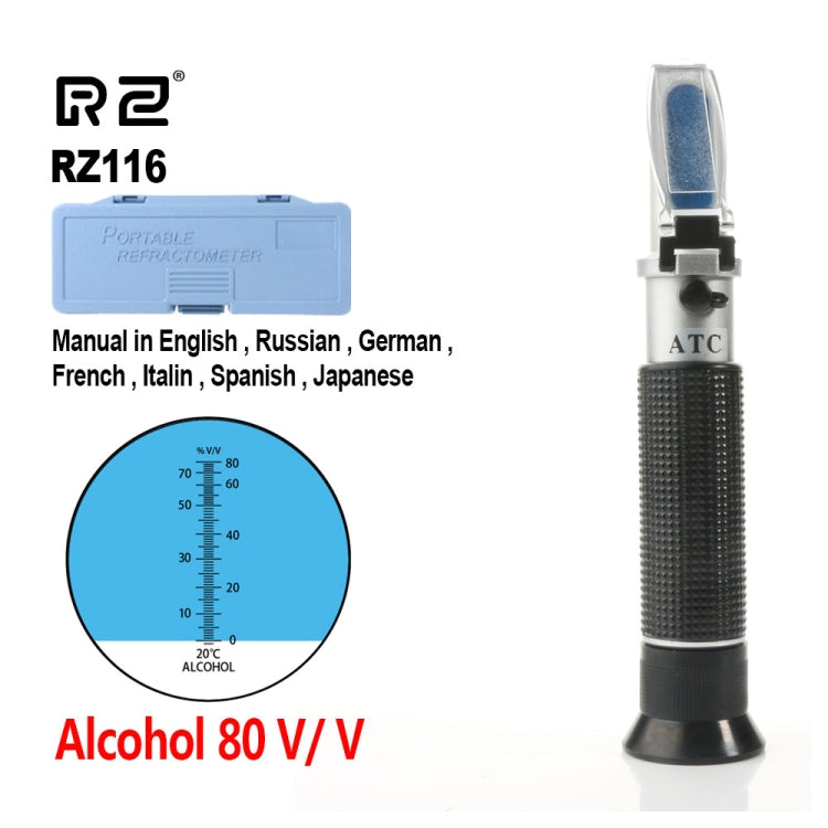 RZ116 Refractometer Alcohol Portable Automatic Digital Refractometer 0-80 Glycol Handheld Atc Brix Refractometer Beer Box - free shipping - PMC TechLife - Order now!