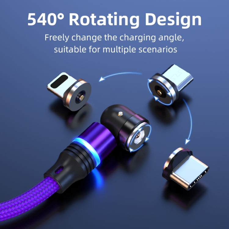 ENKAY 3 in 1 2.4A USB to Type-C / 8 Pin / Micro USB Magnetic 540 Degrees Rotating Charging Cable, Length:1m(Purplele) - Charging Cable & Head by ENKAY | Online Shopping South Africa | PMC TechLife | Buy Now Pay Later Mobicred
