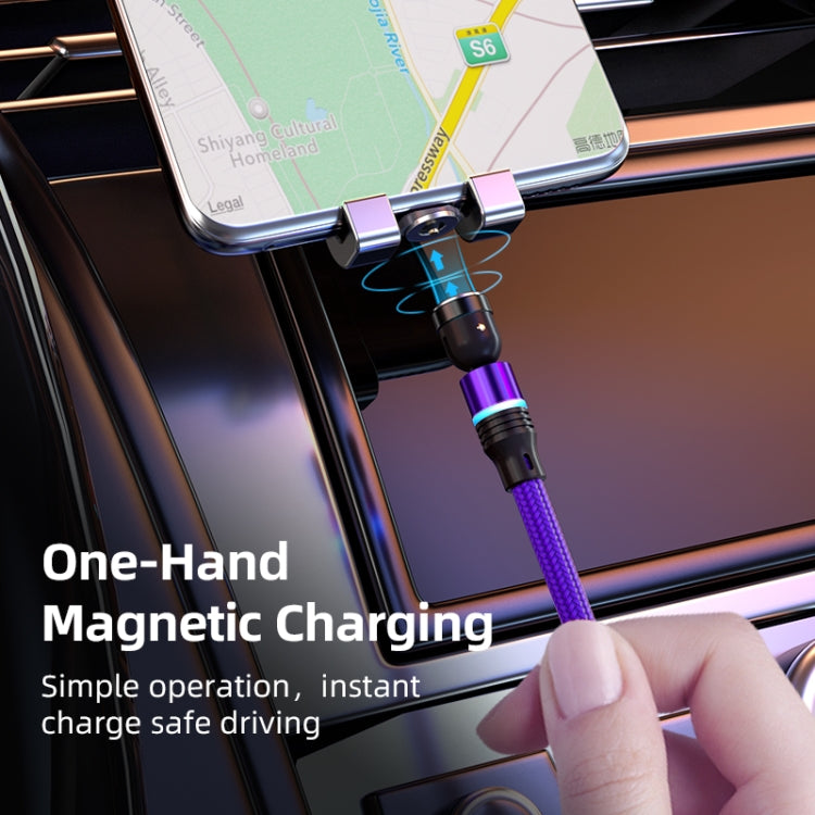 ENKAY 3 in 1 2.4A USB to Type-C / 8 Pin / Micro USB Magnetic 540 Degrees Rotating Charging Cable, Length:1m(Purplele) - Charging Cable & Head by ENKAY | Online Shopping South Africa | PMC TechLife | Buy Now Pay Later Mobicred