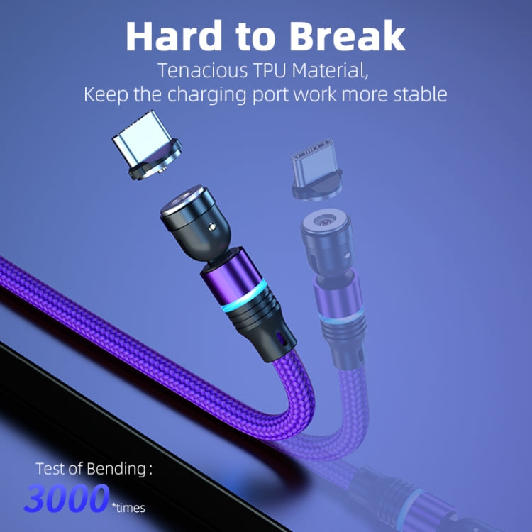 ENKAY 3 in 1 2.4A USB to Type-C / 8 Pin / Micro USB Magnetic 540 Degrees Rotating Charging Cable, Length:1m(Purplele) - Charging Cable & Head by ENKAY | Online Shopping South Africa | PMC TechLife | Buy Now Pay Later Mobicred
