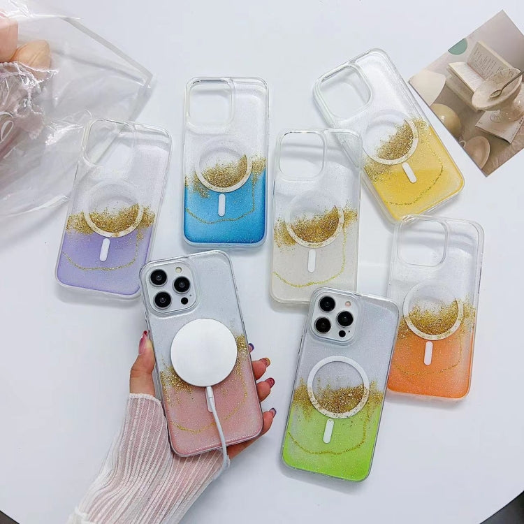 For iPhone 15 Gilding MagSafe Hybrid Clear TPU Phone Case(Yellow) - free shipping - PMC TechLife - Order now!