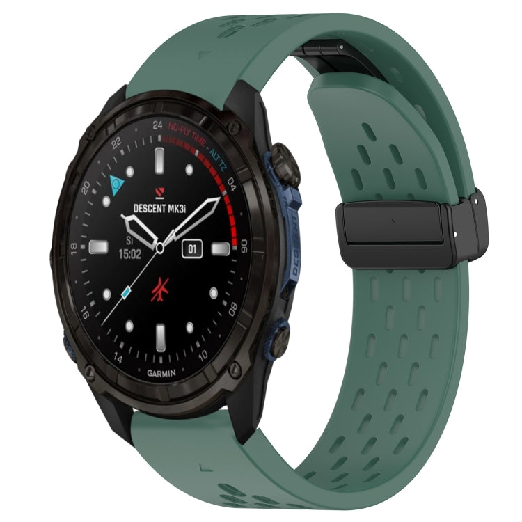Compatible with Garmin Descent Mk3i 43mm 20mm Folding Buckle Hole Silicone Watch Band(Dark Green) - free shipping - PMC TechLife - Order now!