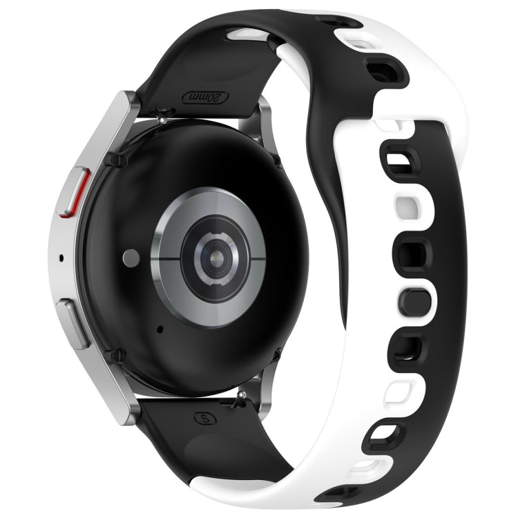 For Samsung Galaxy Watch3 41mm 20mm Double Color Silicone Watch Band(Black+White) - Watch Bands by PMC TechLife | Online Shopping South Africa | PMC TechLife