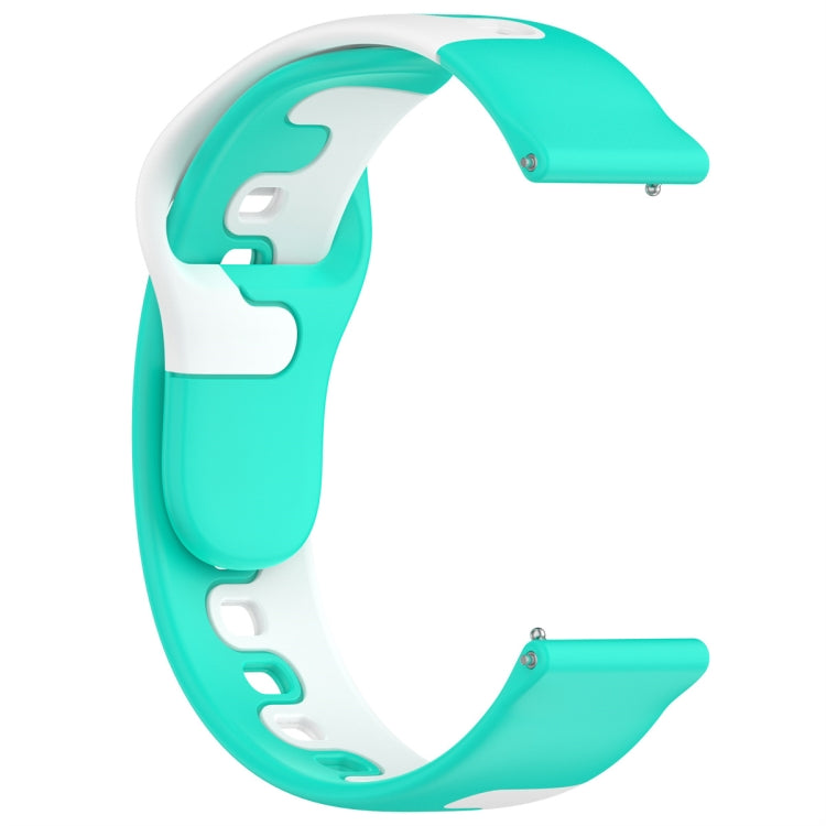 For Samsung Galaxy Watch3 41mm 20mm Double Color Silicone Watch Band(Cyan+White) - Watch Bands by PMC TechLife | Online Shopping South Africa | PMC TechLife