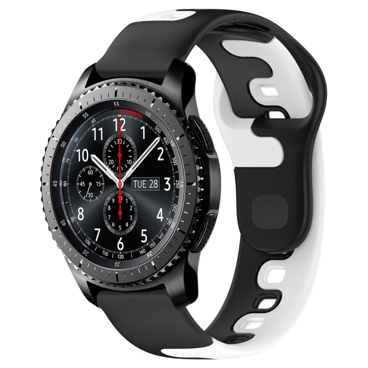 For Samsung Gear S3 Classic / Frontier 22mm Double Color Silicone Watch Band(Black+White) - Watch Bands by PMC TechLife | Online Shopping South Africa | PMC TechLife