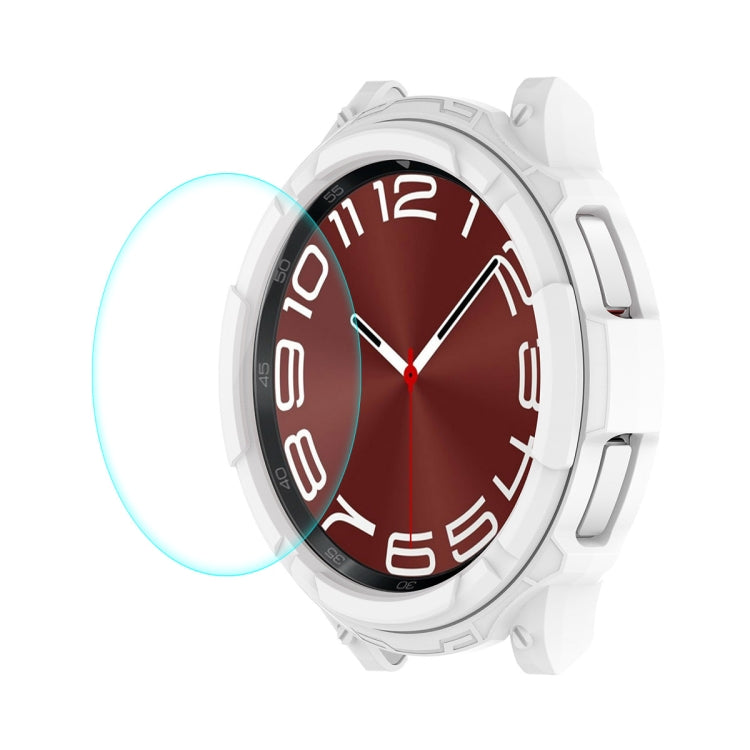 For Samsung Galaxy Watch6 Classic 47mm ENKAY Hat-Prince 2 in 1 TPU Armor Watch Case + 0.2mm 9H Tempered Glass Screen Protector(White) - Watch Cases by ENKAY | Online Shopping South Africa | PMC TechLife
