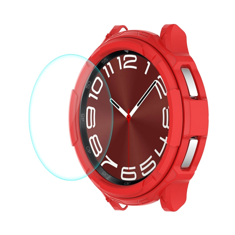 For Samsung Galaxy Watch6 Classic 43mm ENKAY Hat-Prince 2 in 1 TPU Armor Watch Case + 0.2mm 9H Tempered Glass Screen Protector(Red) - Watch Cases by ENKAY | Online Shopping South Africa | PMC TechLife