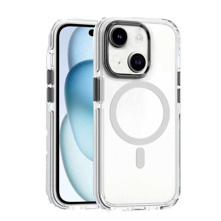 For iPhone 15 Plus Dual-color MagSafe TPU Hybrid Clear PC Shockproof Phone Case(White) - iPhone 15 Plus Cases by PMC TechLife | Online Shopping South Africa | PMC TechLife | Buy Now Pay Later Mobicred