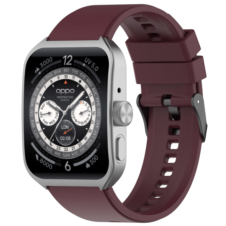 For OPPO Watch 4 Pro 22mm Solid Color Silicone Watch Band(Wine Red) -  by PMC TechLife | Online Shopping South Africa | PMC TechLife