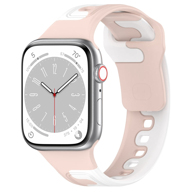 For Apple Watch 9 41mm Double Color Silicone Watch Band(Pink+White) - Watch Bands by PMC TechLife | Online Shopping South Africa | PMC TechLife