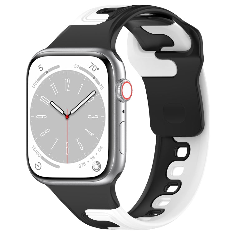 For Apple Watch SE 2022 44mm Double Color Silicone Watch Band(Black+White) - Watch Bands by PMC TechLife | Online Shopping South Africa | PMC TechLife