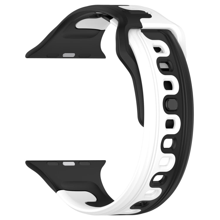 For Apple Watch SE 2022 44mm Double Color Silicone Watch Band(Black+White) - Watch Bands by PMC TechLife | Online Shopping South Africa | PMC TechLife
