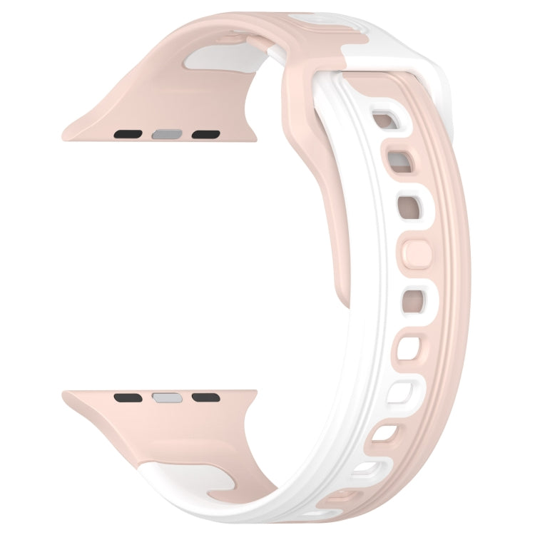 For Apple Watch SE 2022 40mm Double Color Silicone Watch Band(Pink+White) - Watch Bands by PMC TechLife | Online Shopping South Africa | PMC TechLife