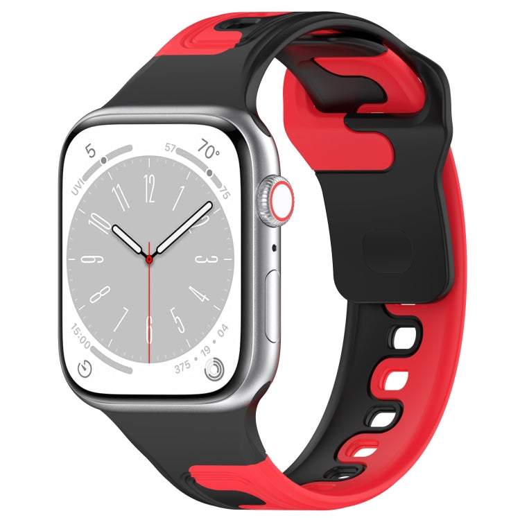 For Apple Watch 42mm Double Color Silicone Watch Band(Black+Red) - Watch Bands by PMC TechLife | Online Shopping South Africa | PMC TechLife