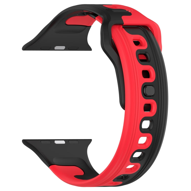 For Apple Watch 42mm Double Color Silicone Watch Band(Black+Red) - Watch Bands by PMC TechLife | Online Shopping South Africa | PMC TechLife