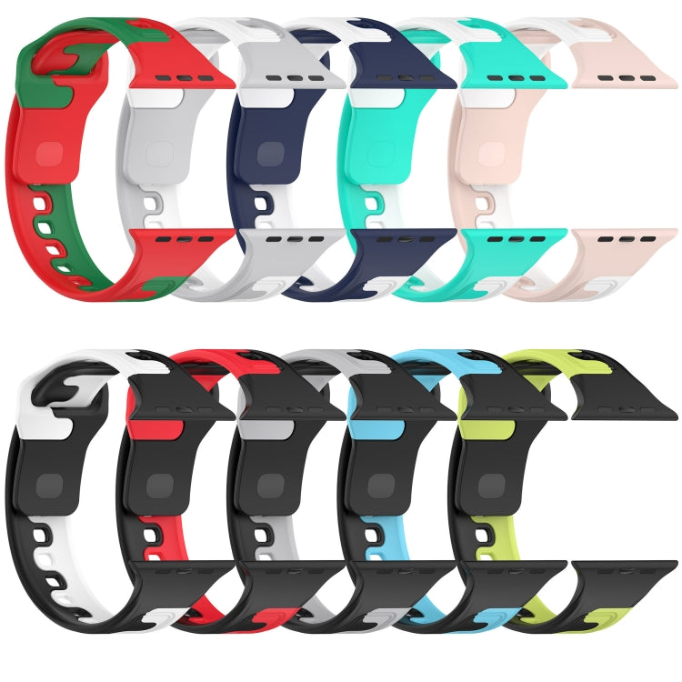 For Apple Watch SE 2022 40mm Double Color Silicone Watch Band(Grey+White) - Watch Bands by PMC TechLife | Online Shopping South Africa | PMC TechLife