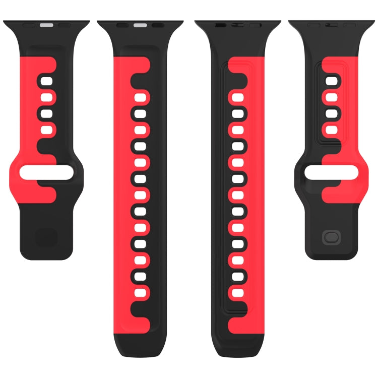 For Apple Watch 42mm Double Color Silicone Watch Band(Black+Red) - Watch Bands by PMC TechLife | Online Shopping South Africa | PMC TechLife