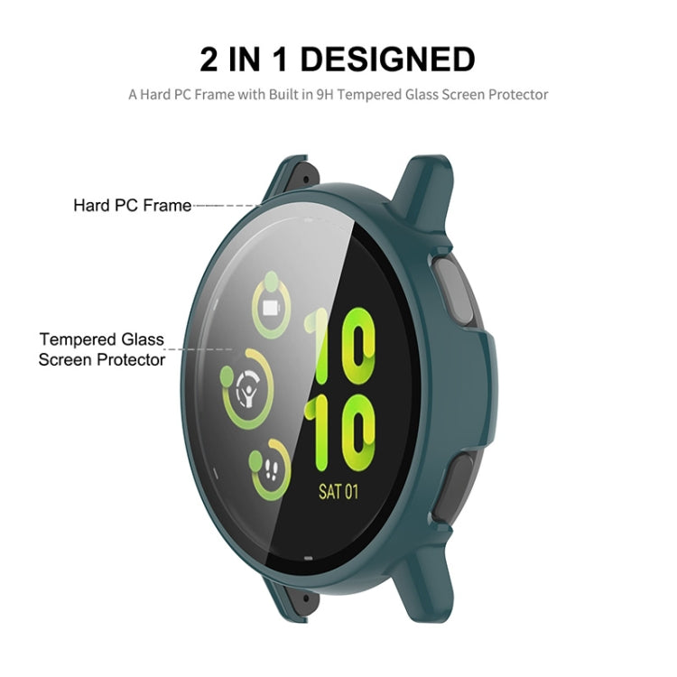 Compatible with Garmin Active 5 ENKAY Hat-Prince Full Coverage PC + Tempered Glass Film Integrated Watch Case(Dark Blue) - Watch Cases by ENKAY | Online Shopping South Africa | PMC TechLife | Buy Now Pay Later Mobicred