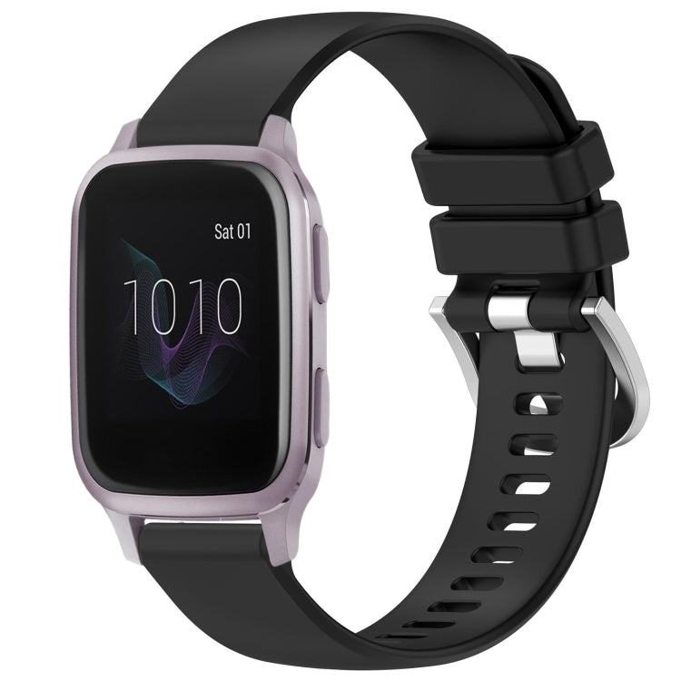 Compatible with Garmin Venu / Venu SQ Liquid Glossy Silver Buckle Silicone Watch Band(Black) - free shipping - PMC TechLife - Order now!