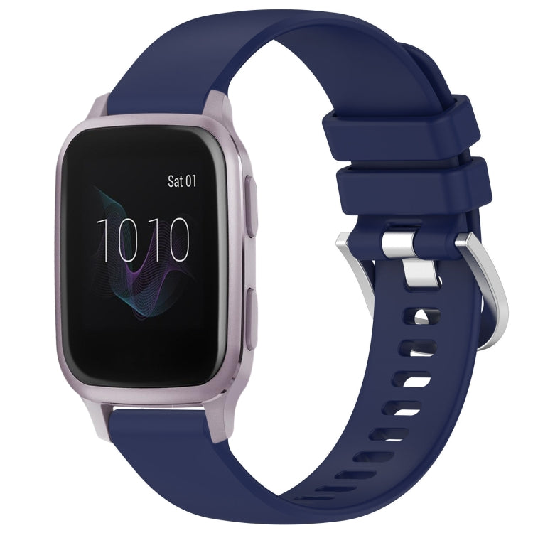Compatible with Garmin Venu / Venu SQ Liquid Glossy Silver Buckle Silicone Watch Band(Dark Blue) - free shipping - PMC TechLife - Order now!