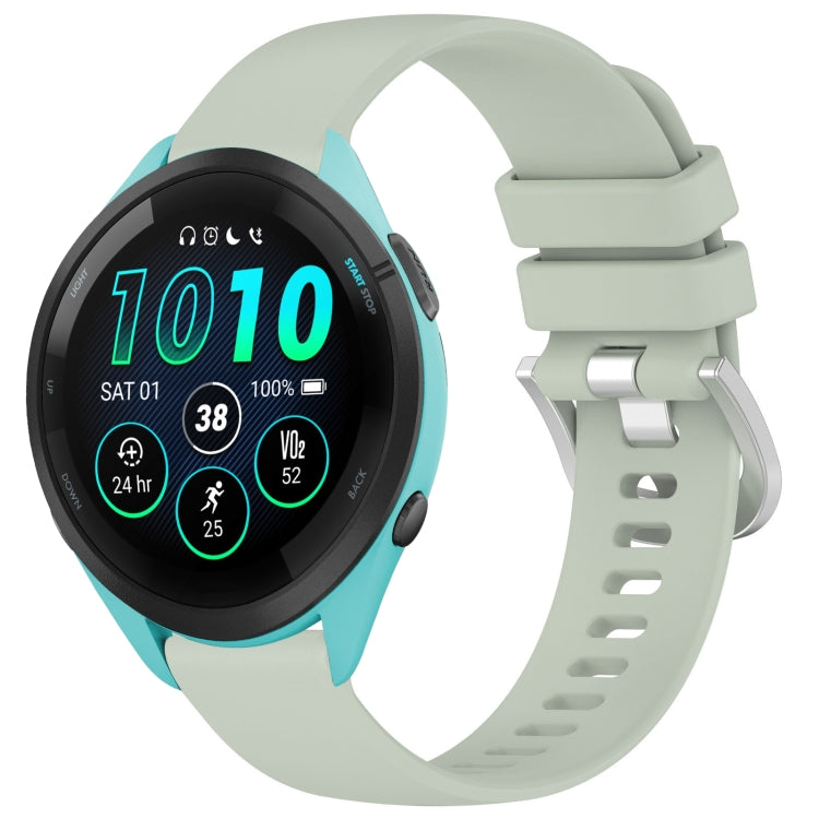 Compatible with Garmin Compatible witherunner 265S Liquid Glossy Silver Buckle Silicone Watch Band(Green) - Watch Bands by PMC TechLife | Online Shopping South Africa | PMC TechLife | Buy Now Pay Later Mobicred