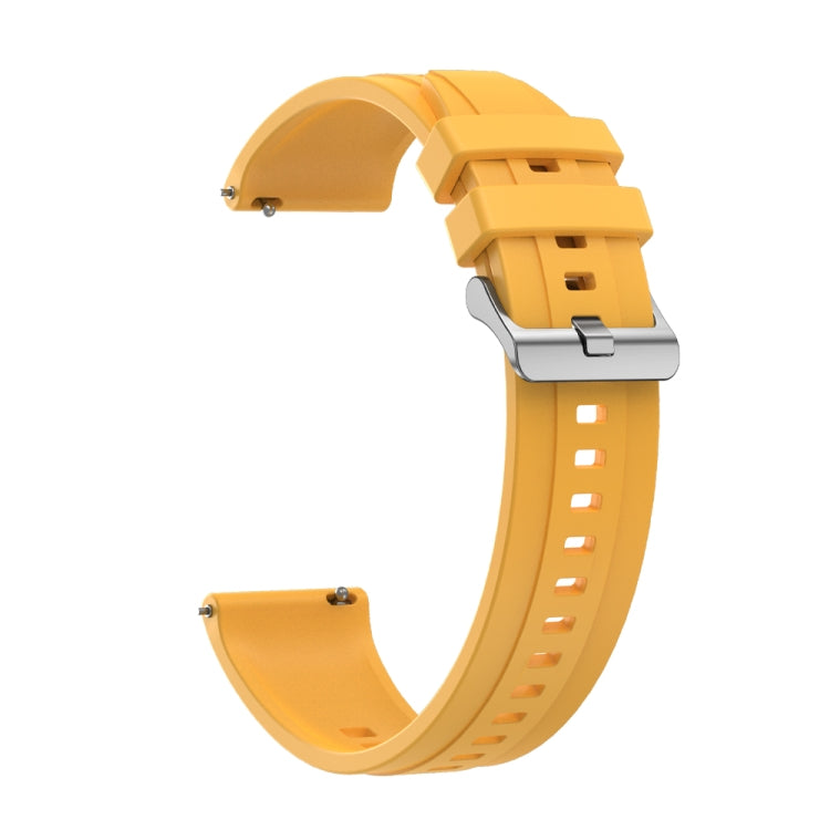 For Huawei Watch 4 Pro Tire Pattern Silver Buckle Silicone Watch Band(Yellow) - Watch Bands by PMC TechLife | Online Shopping South Africa | PMC TechLife