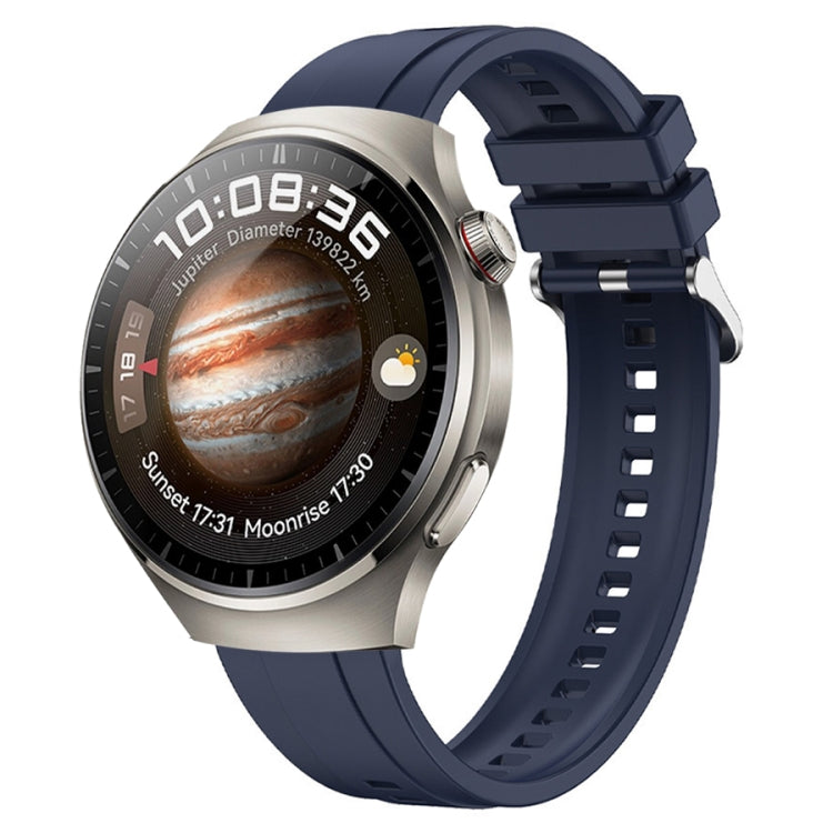 For Huawei Watch 4 Pro Tire Pattern Silver Buckle Silicone Watch Band(Midnight Blue) - Watch Bands by PMC TechLife | Online Shopping South Africa | PMC TechLife