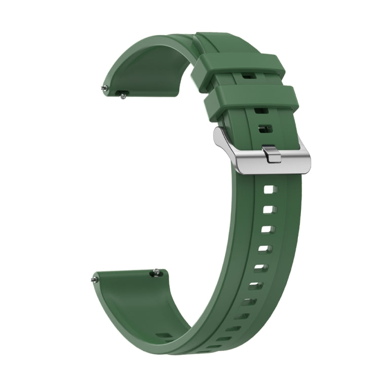 For Huawei Watch GT3 Pro 46mm Tire Pattern Silver Buckle Silicone Watch Band(Hu Yang Green) - Watch Bands by PMC TechLife | Online Shopping South Africa | PMC TechLife