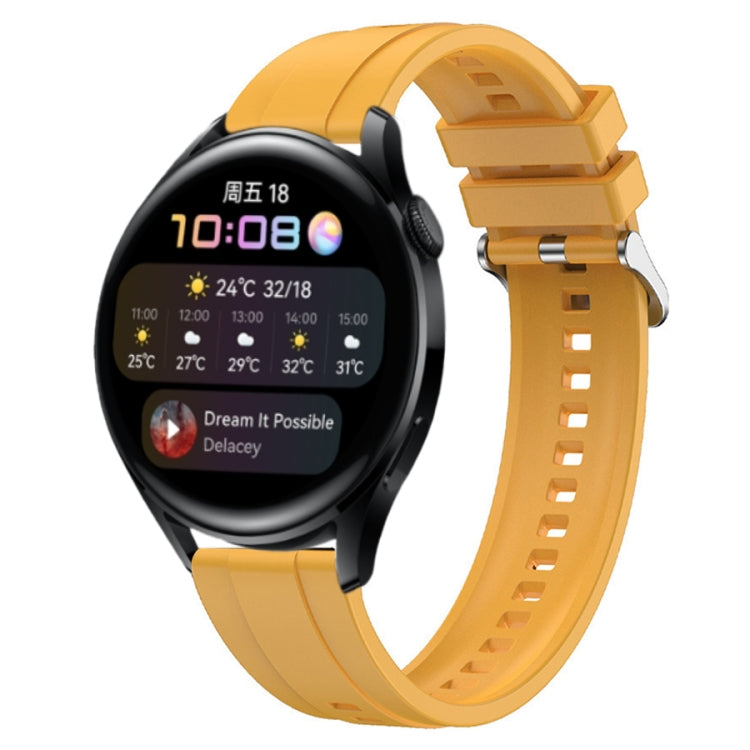 For Huawei Watch 3 / 3 Pro Tire Pattern Silver Buckle Silicone Watch Band(Yellow) - Watch Bands by PMC TechLife | Online Shopping South Africa | PMC TechLife