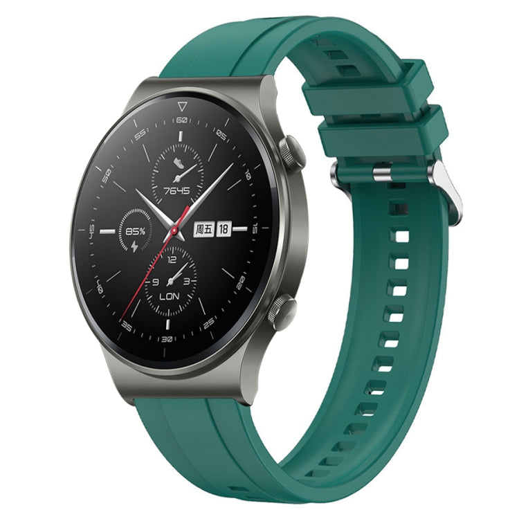 For Huawei Watch GT2 Pro / GT 2e / GT2 46mm Tire Pattern Silver Buckle Silicone Watch Band(Dark Green) - Watch Bands by PMC TechLife | Online Shopping South Africa | PMC TechLife