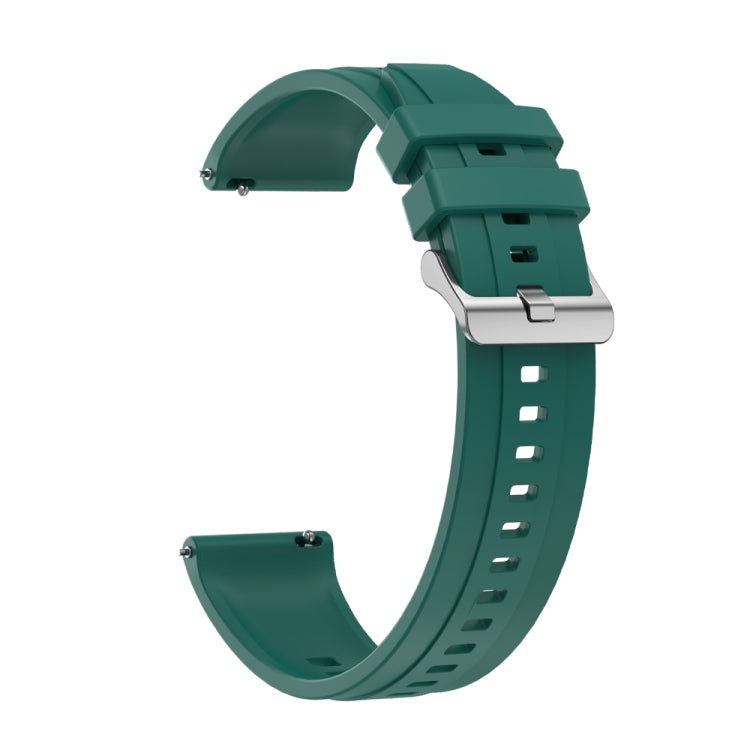 For Huawei Watch GT2 Pro / GT 2e / GT2 46mm Tire Pattern Silver Buckle Silicone Watch Band(Dark Green) - Watch Bands by PMC TechLife | Online Shopping South Africa | PMC TechLife