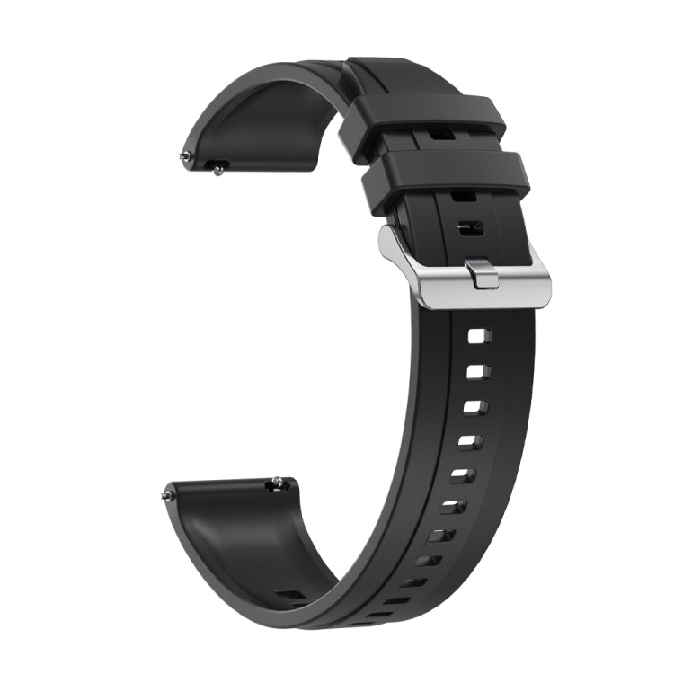 For Huawei Watch GT2 Pro / GT 2e / GT2 46mm Tire Pattern Silver Buckle Silicone Watch Band(Black) - Watch Bands by PMC TechLife | Online Shopping South Africa | PMC TechLife