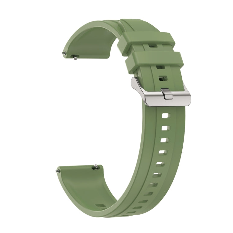 For Huawei Watch GT 42mm / 46mm Tire Pattern Silver Buckle Silicone Watch Band(Green) - Watch Bands by PMC TechLife | Online Shopping South Africa | PMC TechLife