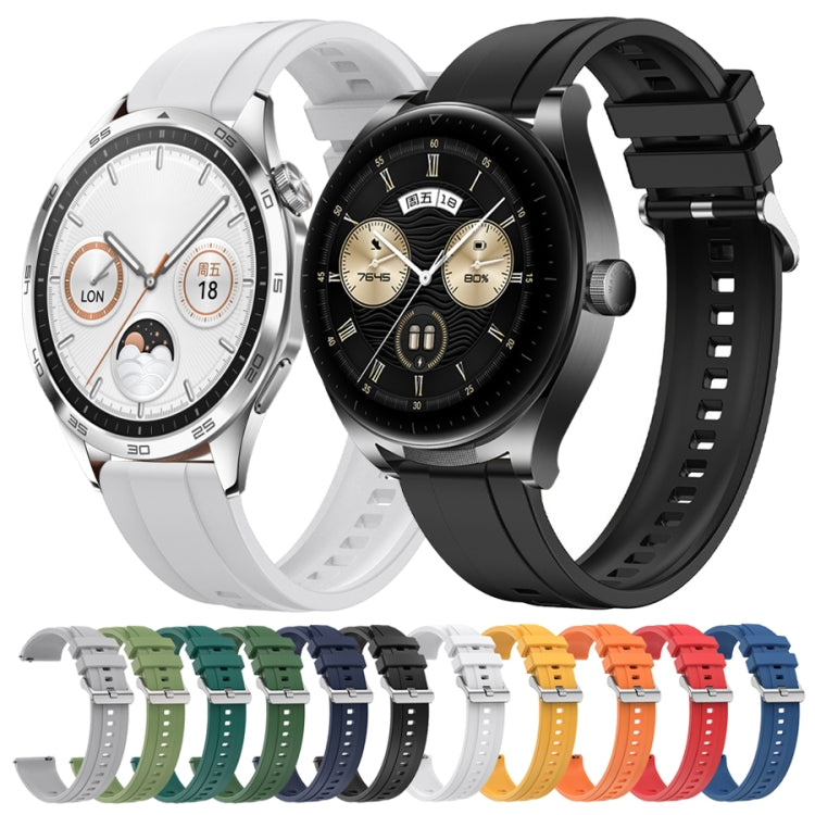 For Huawei Watch 4 Pro Tire Pattern Silver Buckle Silicone Watch Band(Black) - Watch Bands by PMC TechLife | Online Shopping South Africa | PMC TechLife
