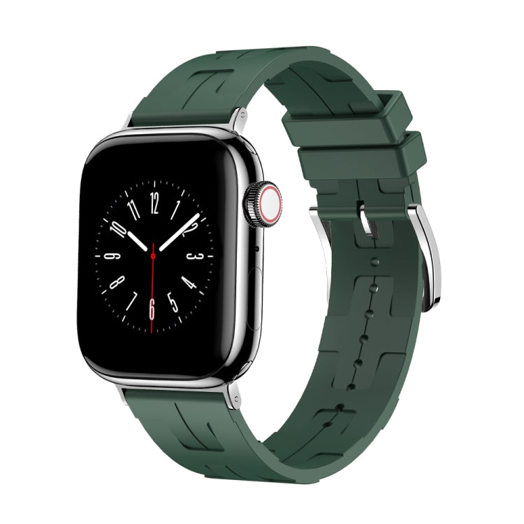 For Apple Watch Series 9 41mm H Texture Soft Silicone Buckle Watch Band(Dark Green) - free shipping - PMC TechLife - Order now!