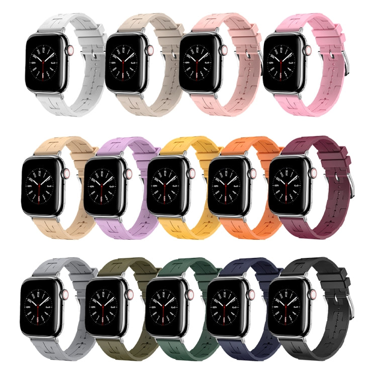 For Apple Watch Series 8 45mm H Texture Soft Silicone Buckle Watch Band(Wine) - free shipping - PMC TechLife - Order now!