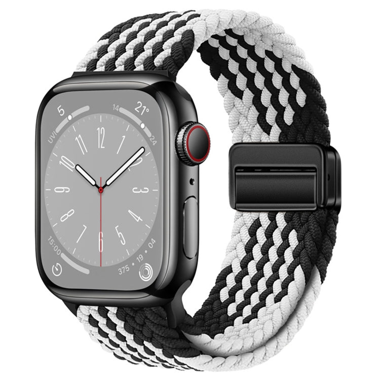 For Apple Watch Ultra 49mm Nylon Woven Magnetic Fold Buckle Watch Band(Z Black White) - Watch Bands by PMC TechLife | Online Shopping South Africa | PMC TechLife